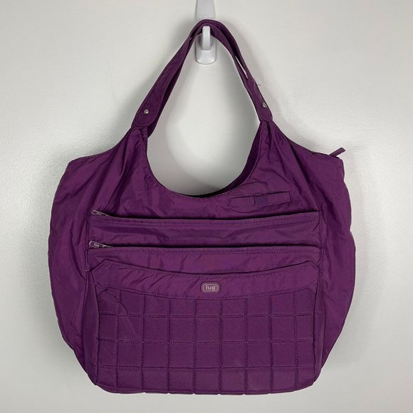 lug Bags Lug Quilted Hobo Tote Bag Travel Purple Lots Of Pockets